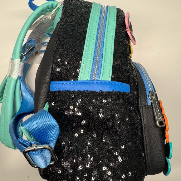 Loungefly Disney Parks Stitch Backpack - Black Sequin and Blue NWT - Picture 4 of 6